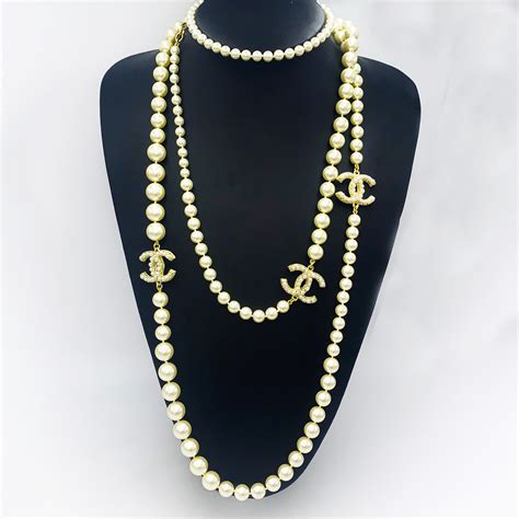 chanel long necklace style|chanel pearl necklace price list.